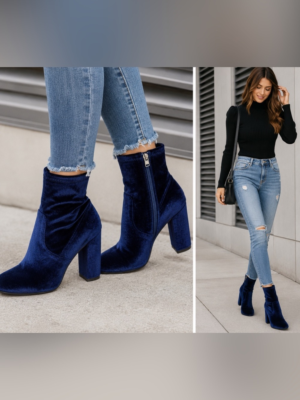 Steve Madden blue velvet editt ankle boots Sz 10